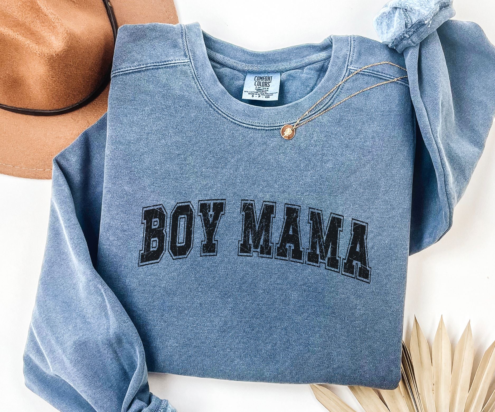 Boy Mama Comfort Colors Varsity Sweatshirt