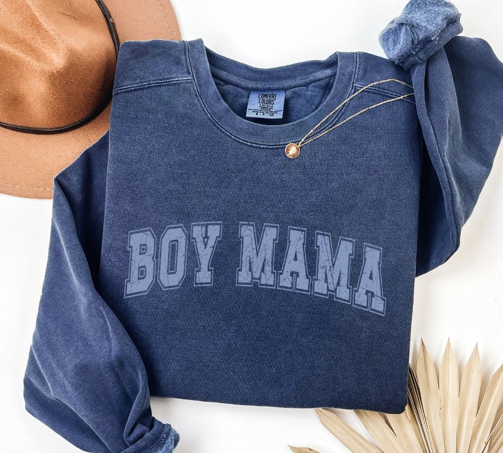 Boy Mama Comfort Colors Varsity Sweatshirt
