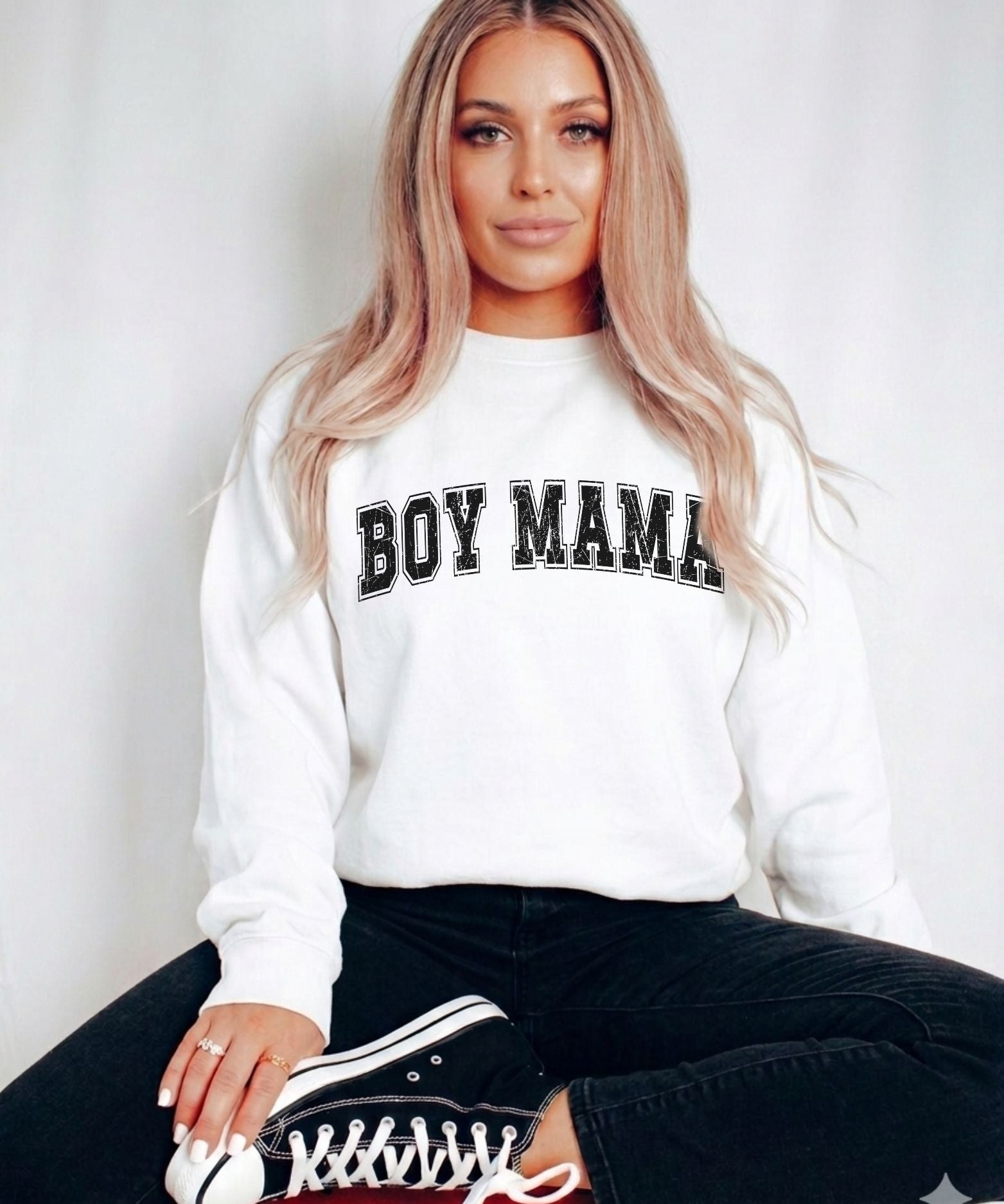 Boy Mama Comfort Colors Varsity Sweatshirt
