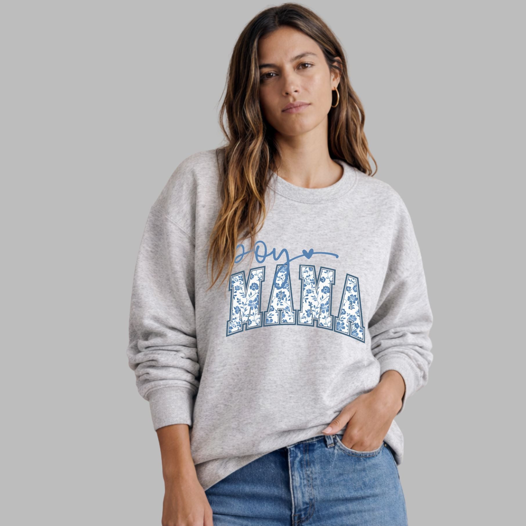 Boy Mama Toile Sweatshirt – Floral Preppy Mom Sweatshirt